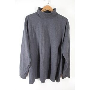 Lands End Mens XXL Super-T Turtleneck Charcoal Gray Long Sleeve Shirt 420086